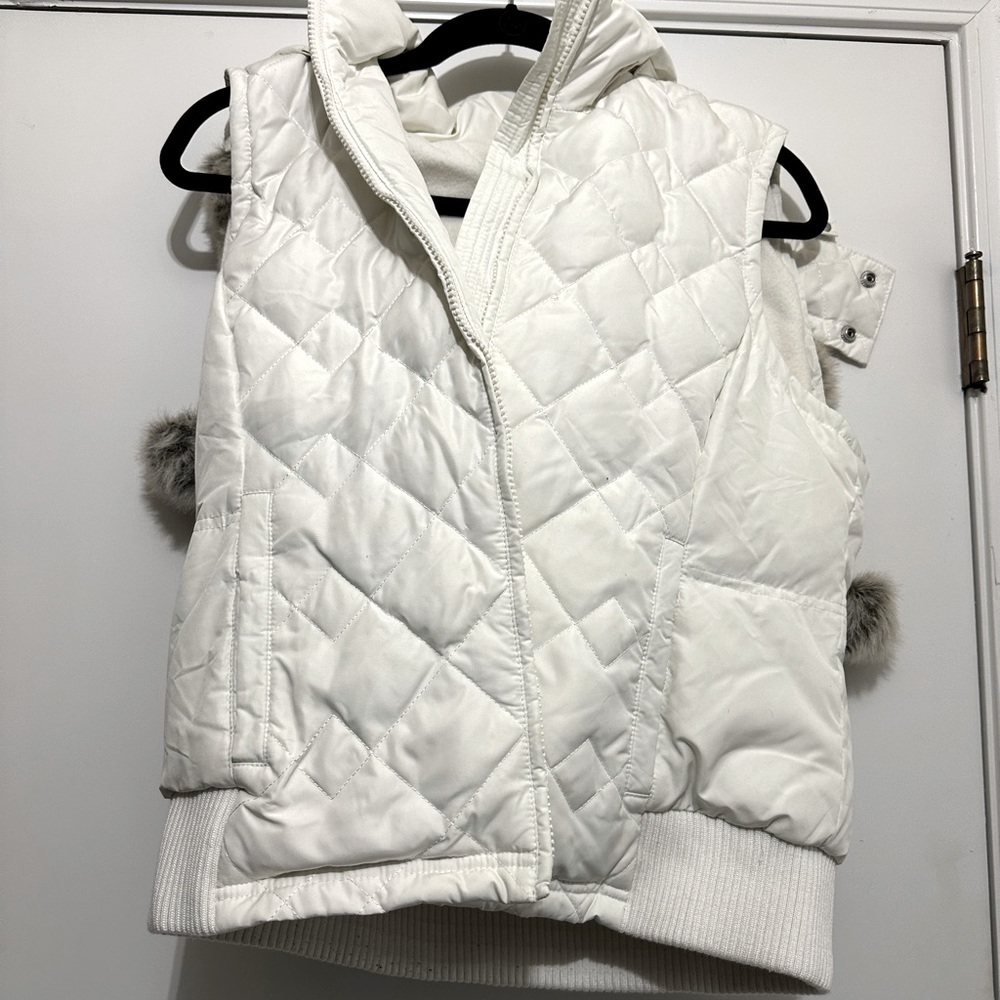 Ann Taylor Loft jacket vest petite size Large with fur. Great for fall or winter